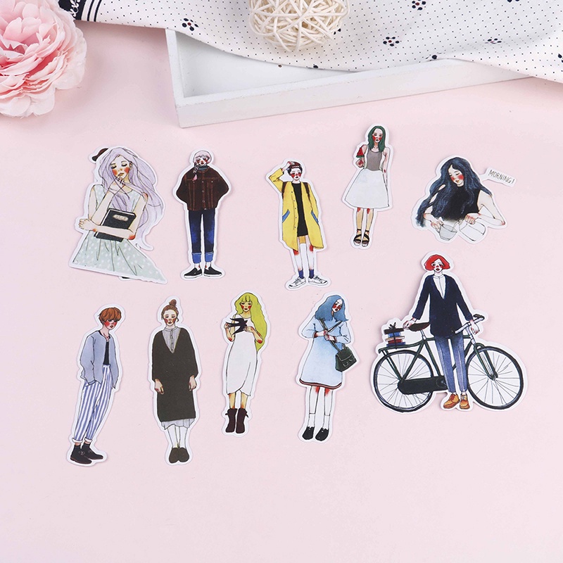 Set 280 Miếng Dán Trang Trí Nhật Ký Hình Cô Gái Đáng Yêu