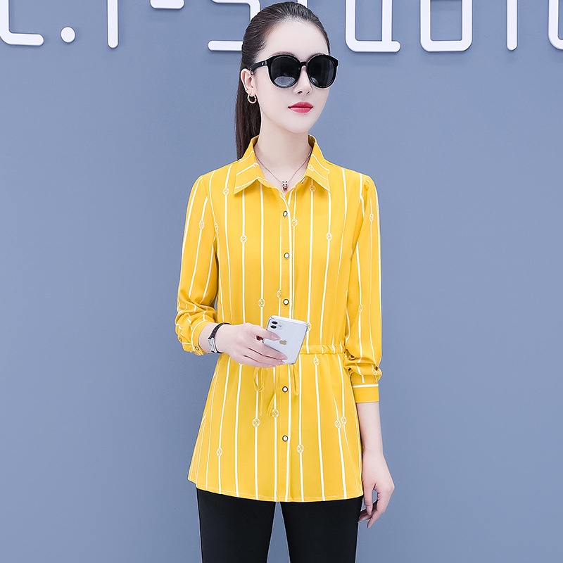 Áo Sơ Mi Voan Kẻ Sọc Dáng Ôm Thời Trang Hàn Quốc Dành Cho Nữ 2022