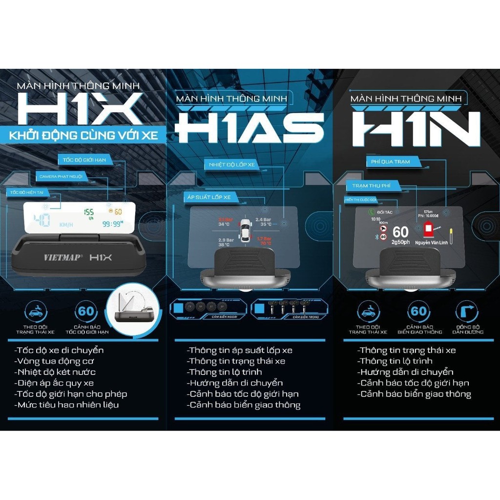 Vietmap HUD H1AS hỗ trợ cảnh báo giao thông và dẫn đường trực tuyến cho xe hơi