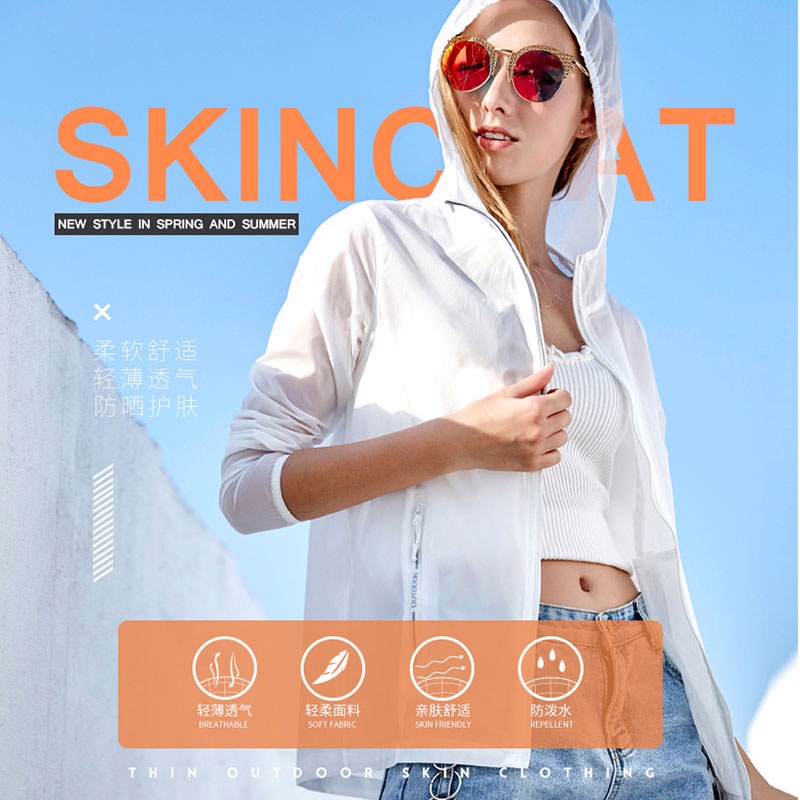 Áo Khoác Thể Thao unisex Chống Tia uv Chống Gió Mau Khô Thoáng Khí