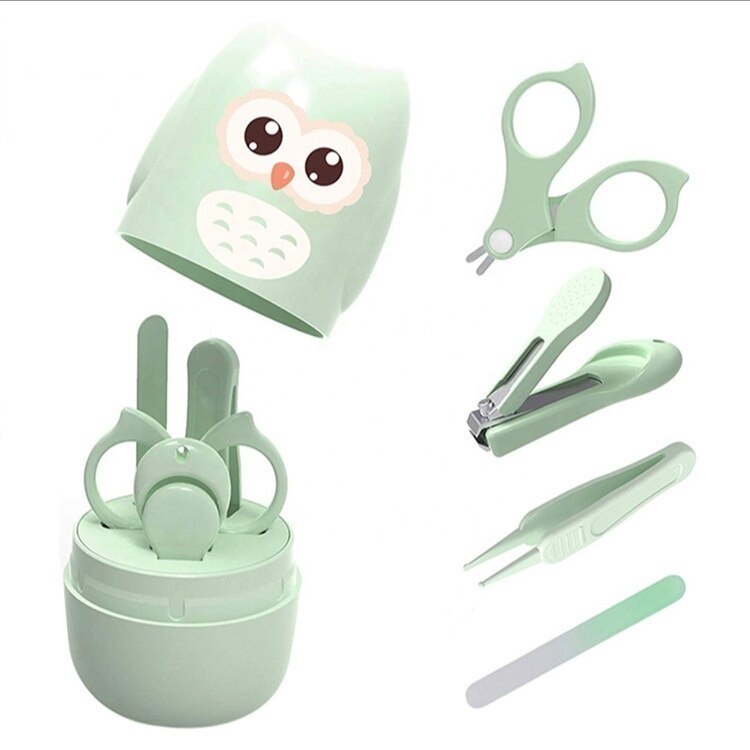 Dụng cụ chăm sóc móng em bé sơ sinh JOLLYBABY 4 món gồm đồ bấm+kéo nhỏ+nhíp+dũa an toàn làm quà tặng Giáng sinh năm mới