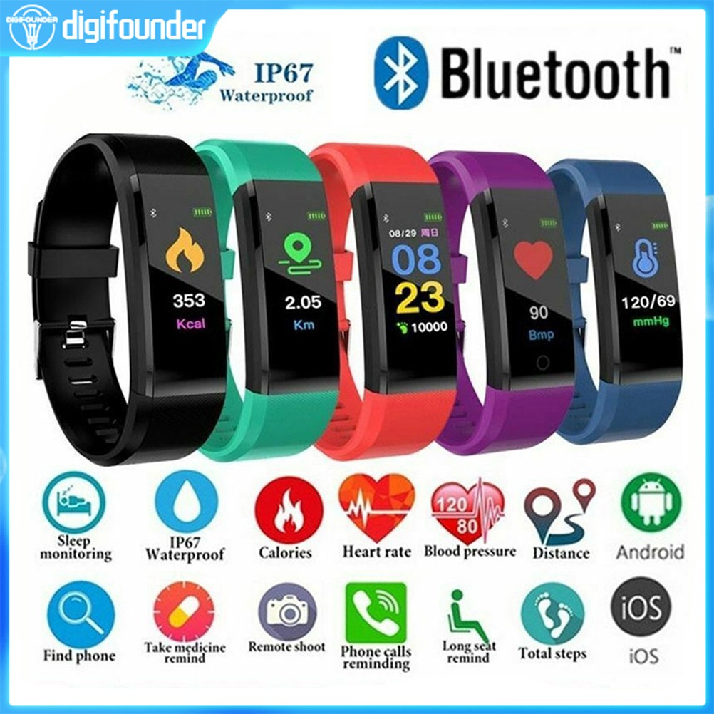 đ/hồ bluetooth smart đo nhịp tim/huyết áp/kiểm tra sức khỏe tương thích với Samsung/táo