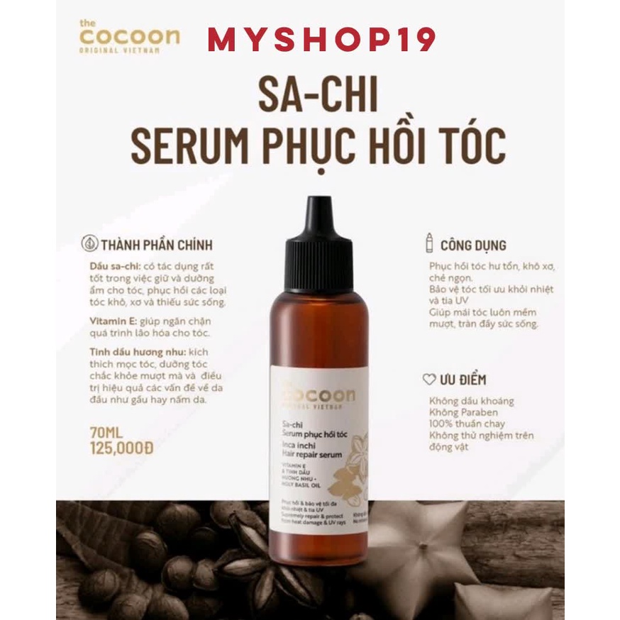 Serum Tóc Cocoon Sachi Phục hồi tóc hư tổn, khô xơ, chẻ ngọn 70ml