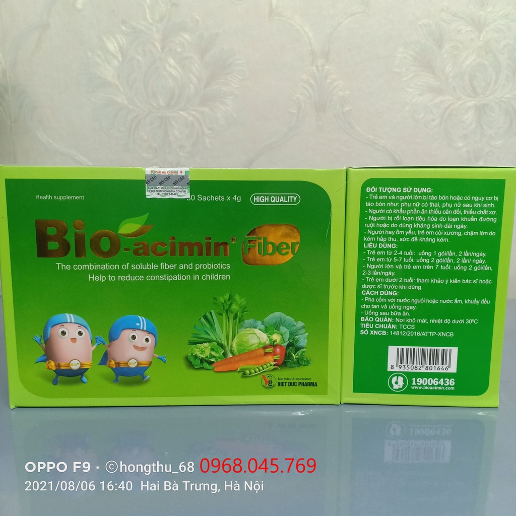 Men vi sinh Bio-acimin Fiber - Bổ sung chất xơ tự nhiên, giảm tình trạng táo bón ở trẻ em và người lớn