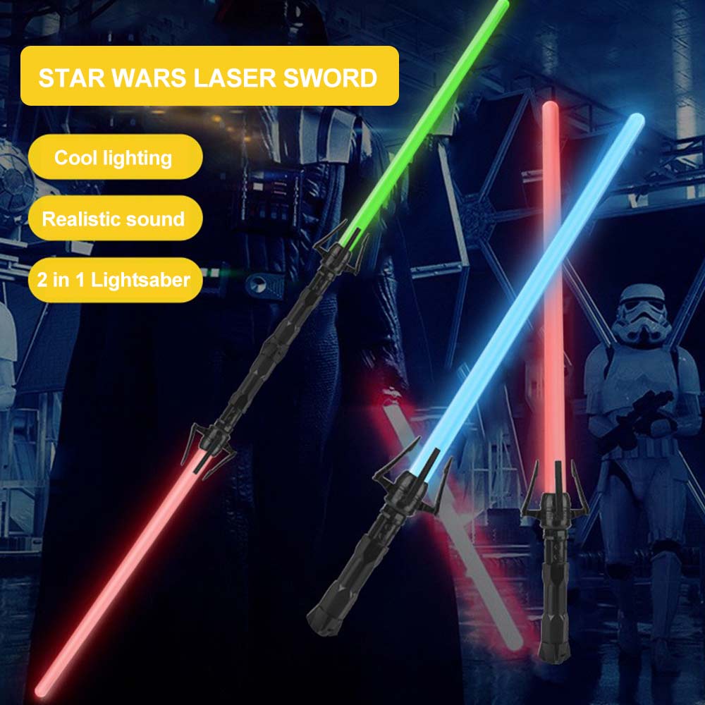 Star Wars Lightsaber RGB 7 Colors Change Metal Handle Laser Sword Heavy Duel Sound Two in One Lightsaber Cosplay Stage Props