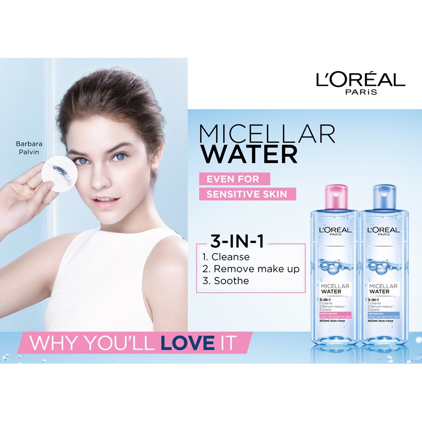 Nước tẩy trang dưỡng ẩm LOREAL Micellar Water 3-in-1