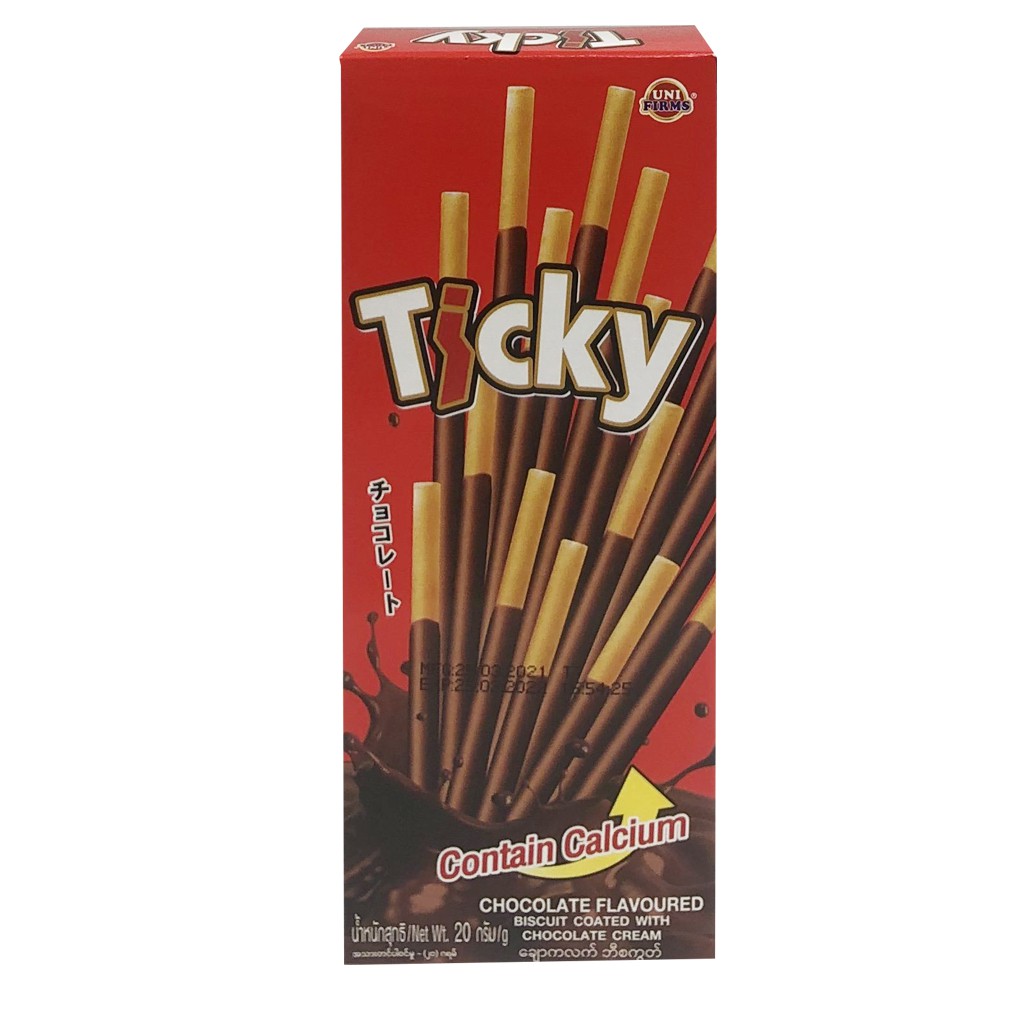Bánh que kem socola TICKY 20gr - màu đỏ - bánh nhập khẩu Thái Lan - Ticky sticky chocolate