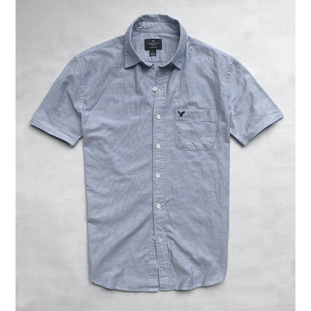 Sơ mi Nam ngắn tay xám nhạt oxford Abercrombie & Fitch Sang trọng Lịch lãm | BigBuy360 - bigbuy360.vn
