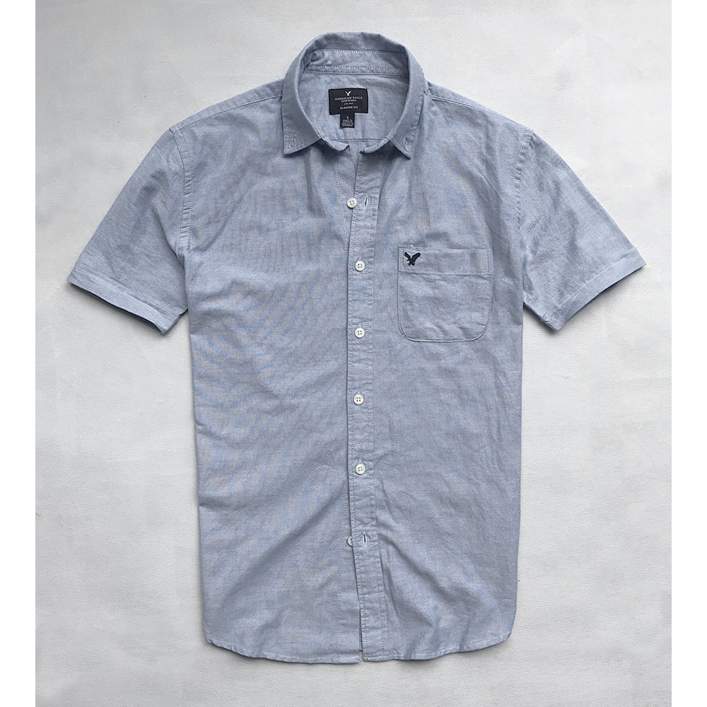 Sơ mi Nam ngắn tay xám nhạt oxford Abercrombie & Fitch Sang trọng Lịch lãm