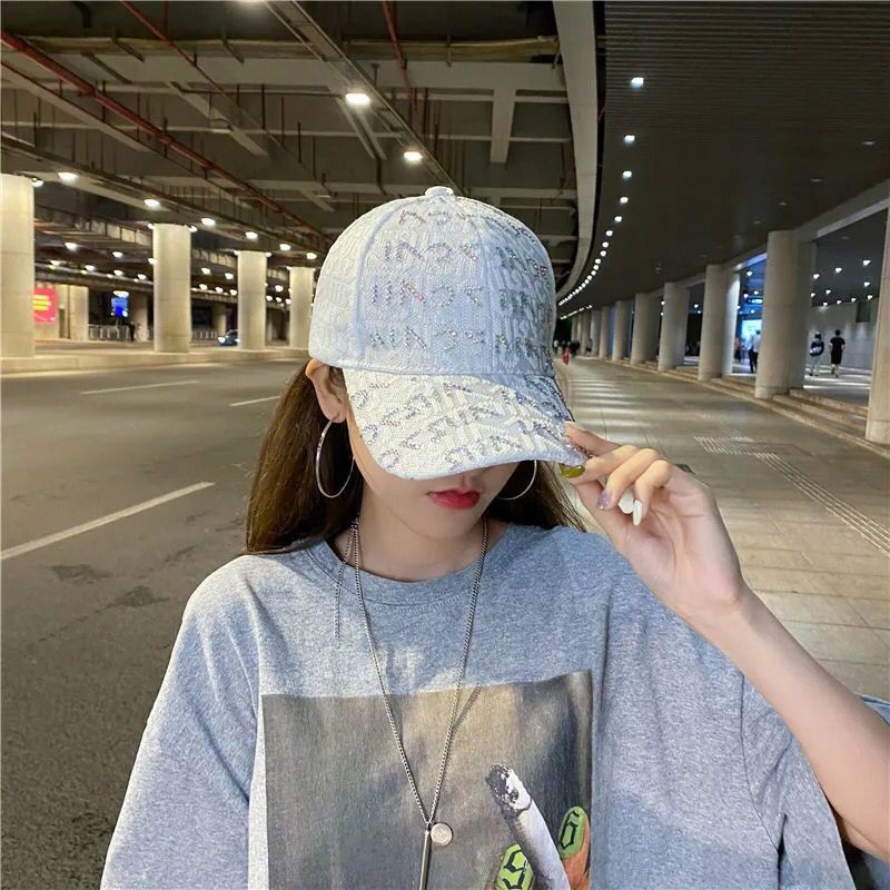 Mũ Lưỡi Trai Thêu Chữ Đính Đá Phong Cách Hàn Quốc Thời Trang Cho Nữ