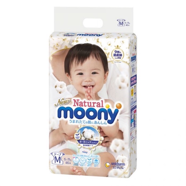 Tã dán Moony natural size M 46 miếng cho bé từ 6-11kg