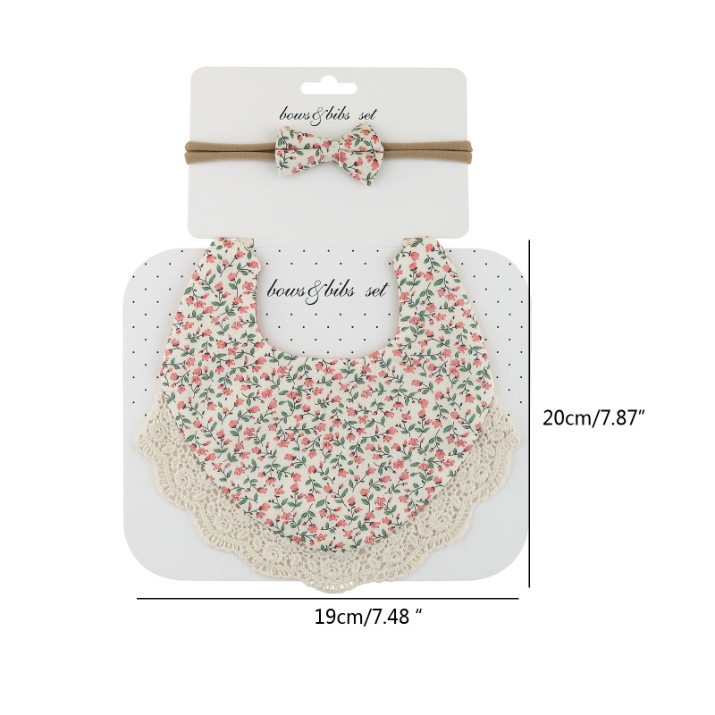 Set Khăn Yếm + Yếm + Băng Đô In Hoa Vintage Dành Cho Bé Gái