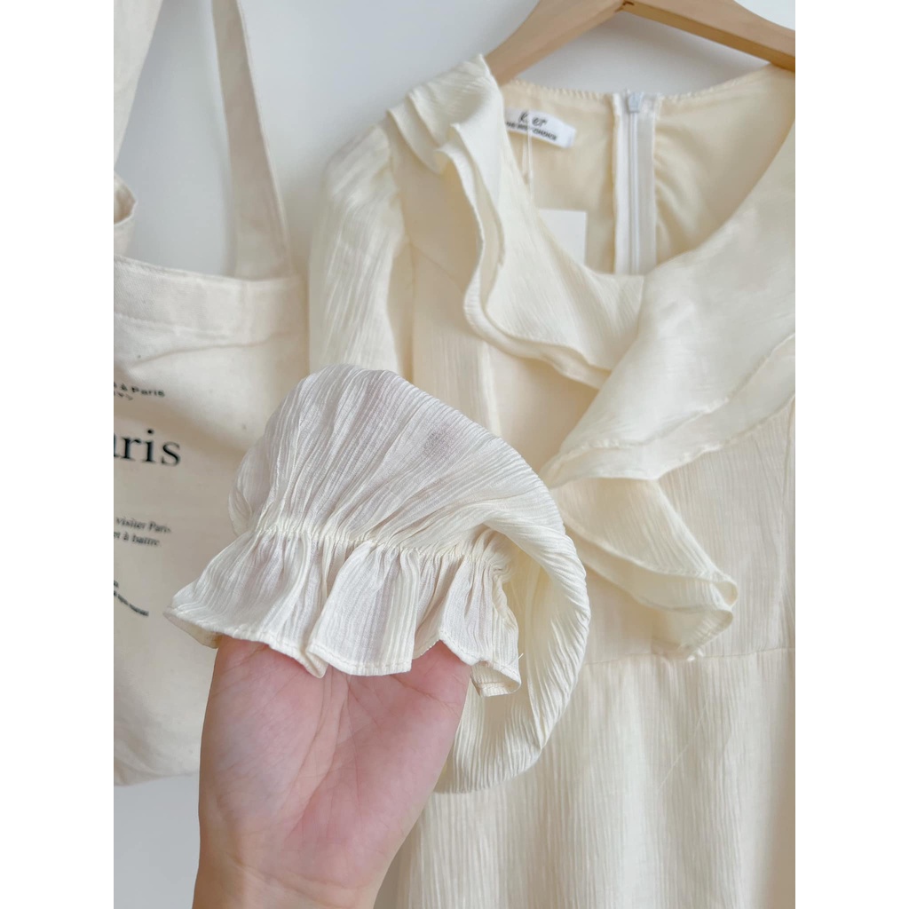Váy  cổ bèo babydoll đuổi cực xinh , váy  cổ bèo dài tay Vintage