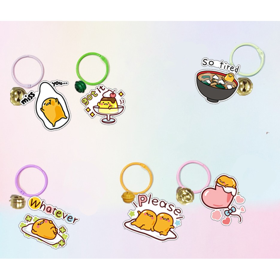 Móc khoá trứng lười gudetama dẹt vòng MKI19 móc khoá cute móc khoá dễ thương