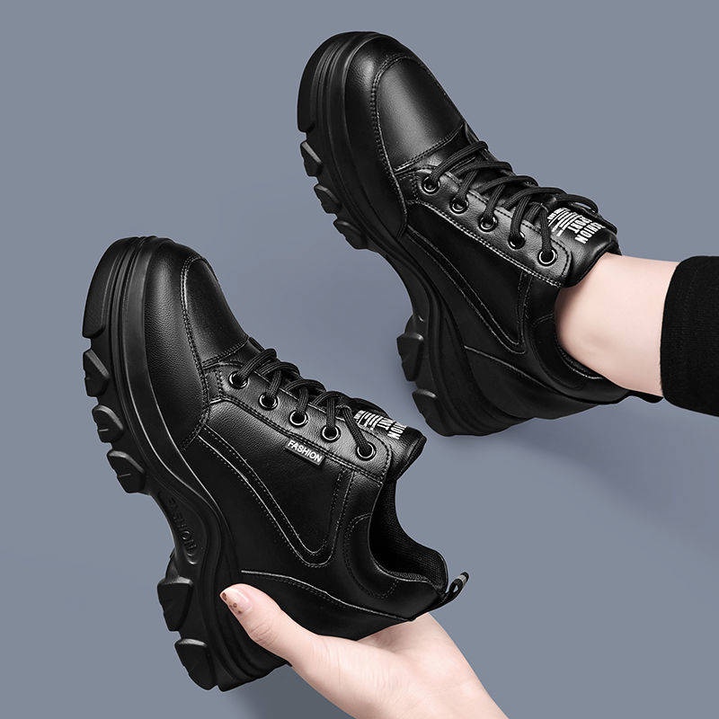 Dép nữ Giày Đen Nâng Chiều Cao Thời Trang Mùa Xuân Dễ Phối Đồ Cho Học Sinh