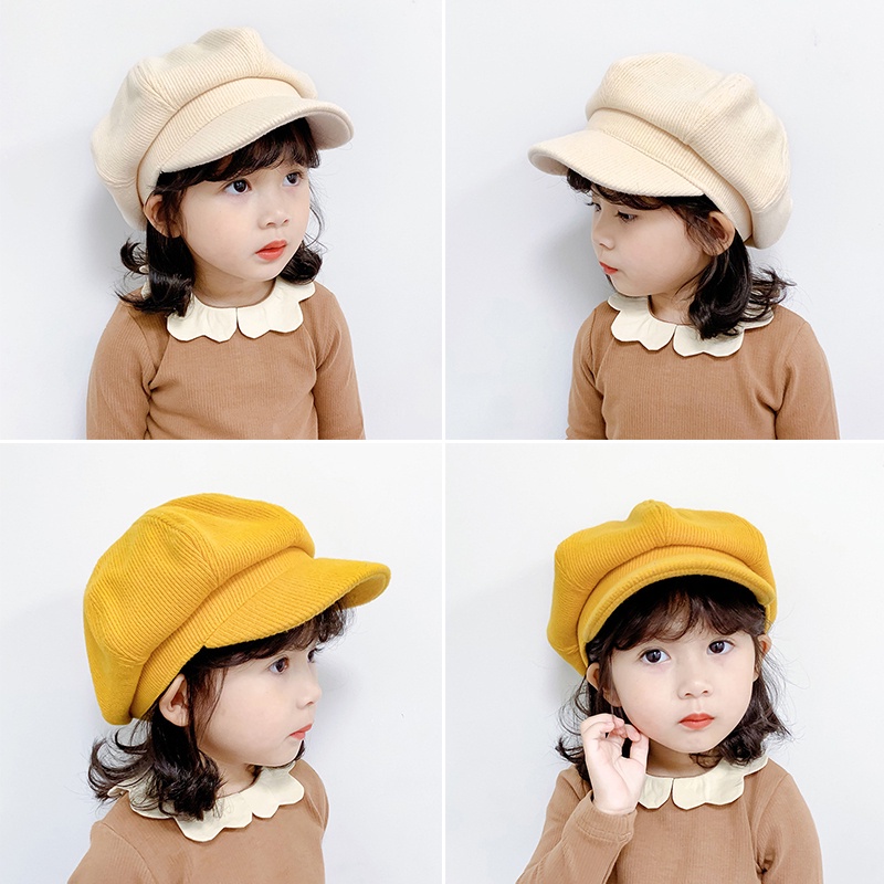 Mũ nồi màu trơn đơn giản giữ ấm thời trang mùa thu đông xinh xắn cho bé gái