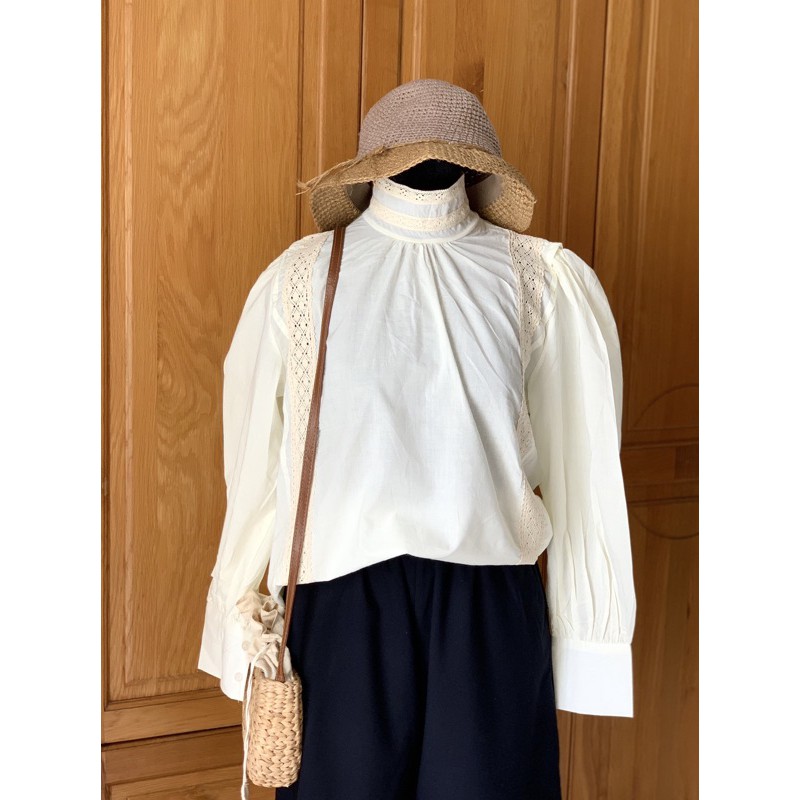 ÁO KIỂU TIỂU THƯ PHỐI REN CÓ CỔ- A06K | BigBuy360 - bigbuy360.vn