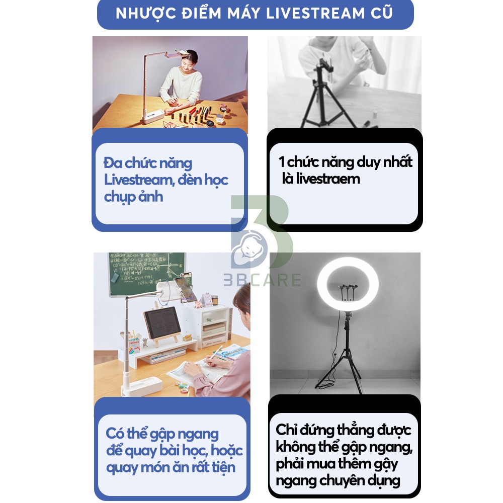 Đèn livestream ACHITA D21 Ánh sáng đa sắc 3 chế độ tạo hiệu ứng da đẹp - Shop 3B Care