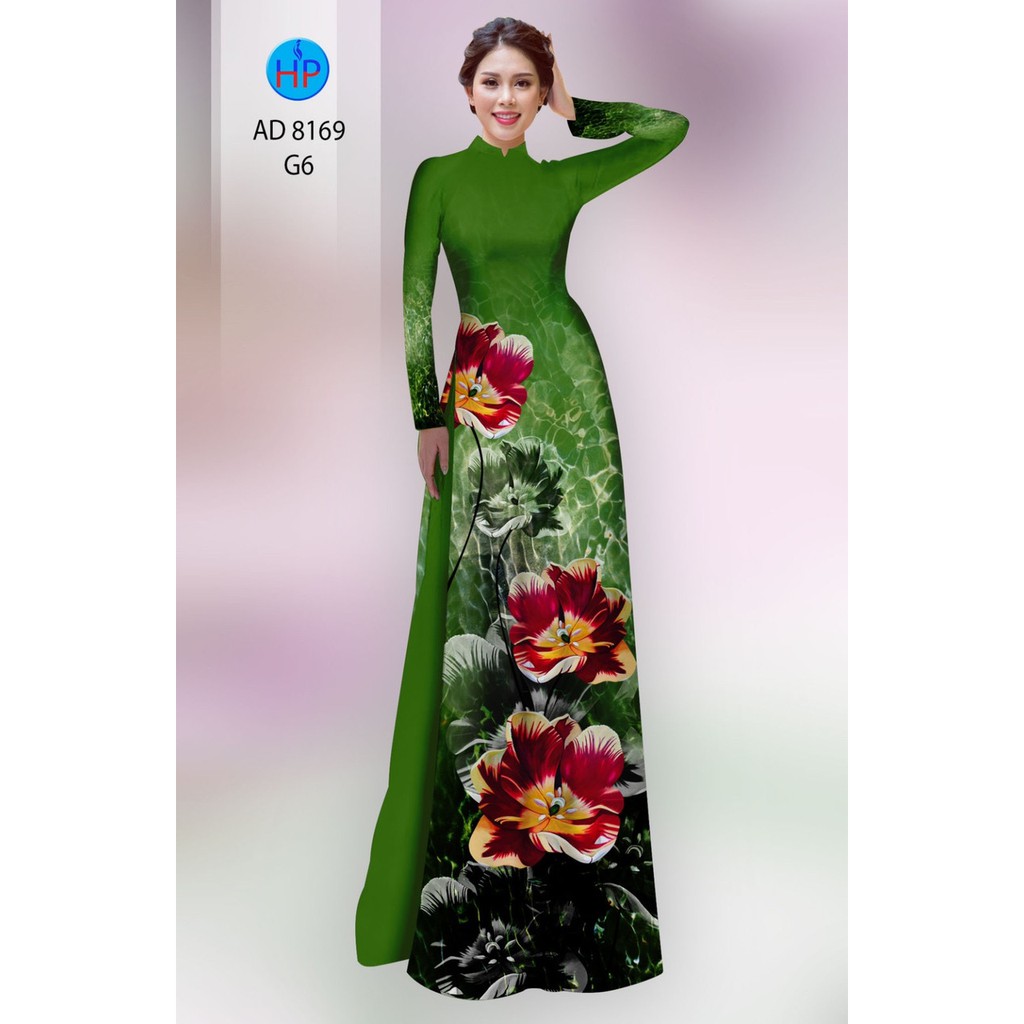 Vải may áo dài AD8169 hoa poppy cực duyên