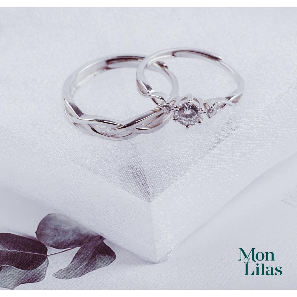 Nhẫn đôi bạc MonLilas hình vô cực đính đá Infinity N23001