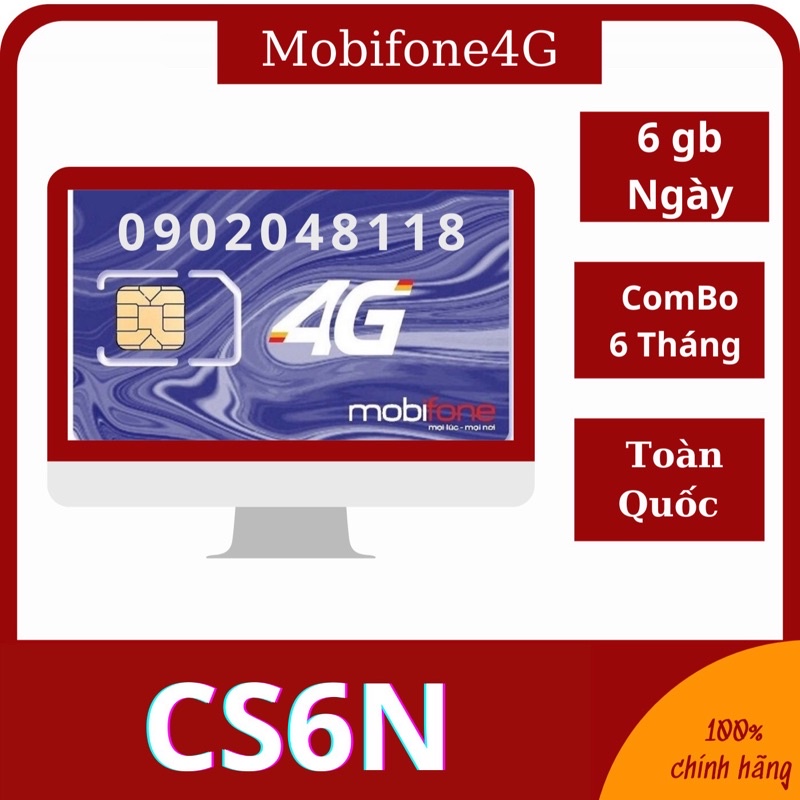 Sim 4g Mobifone CS6N 6GB/NGÀY TỐC ĐỘ CAO, SỬ SỤNG 6 THÁNG KO CẦN NẠP TIỀN