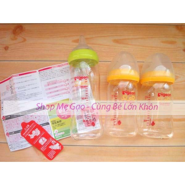 [Nội địa Nhật] Bình sữa Pigeon nội địa Nhật nhựa cổ rộng 160ml 240ml
