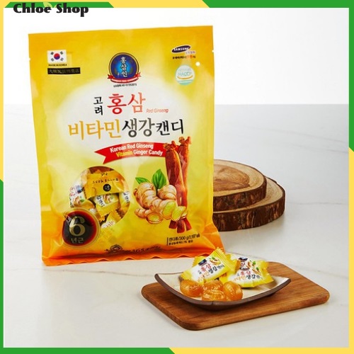 Kẹo Hồng Sâm Gừng Vitamin 365 Hàn Quốc - thơm gừng và nhân sâm