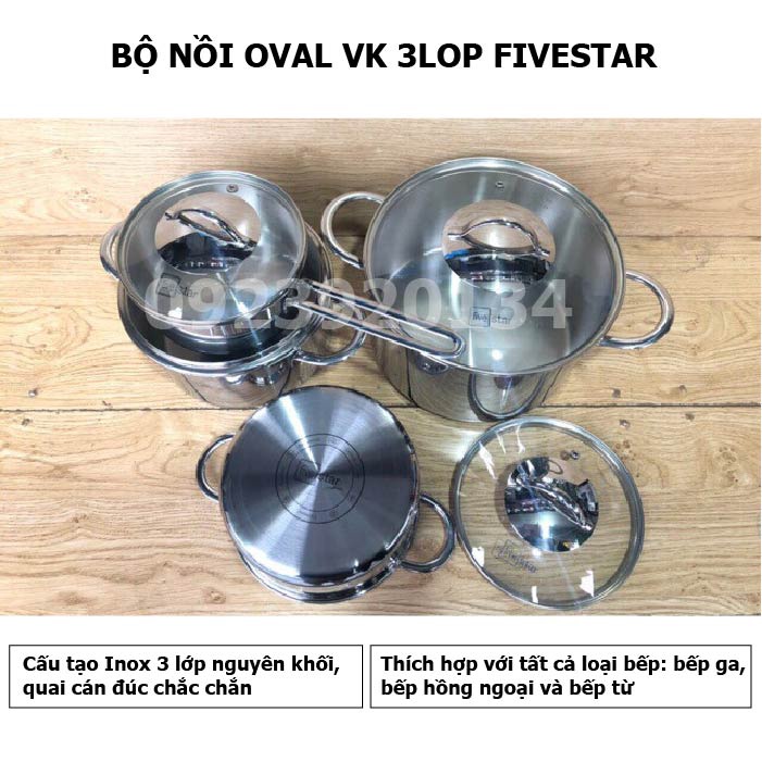 BỘ nồi OVAL VK 3LOP FIVESTAR