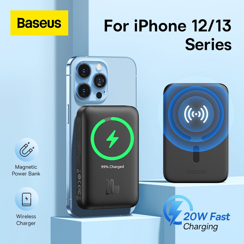 Pin Dự Phòng Không Dây Tích Hợp Nam Châm Baseus Magnetic Wireless Charging Power bank 6000mAh 20W