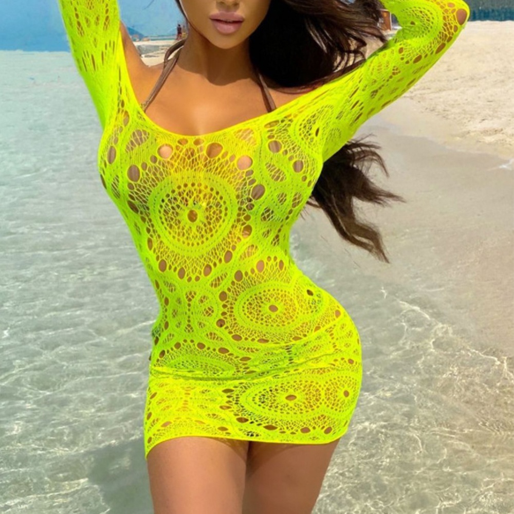 KIMI-Women Sexy Bodycon Lace Hollow Sheer Lingerie Party Club Mini Dress Nightwear hot sale good quality