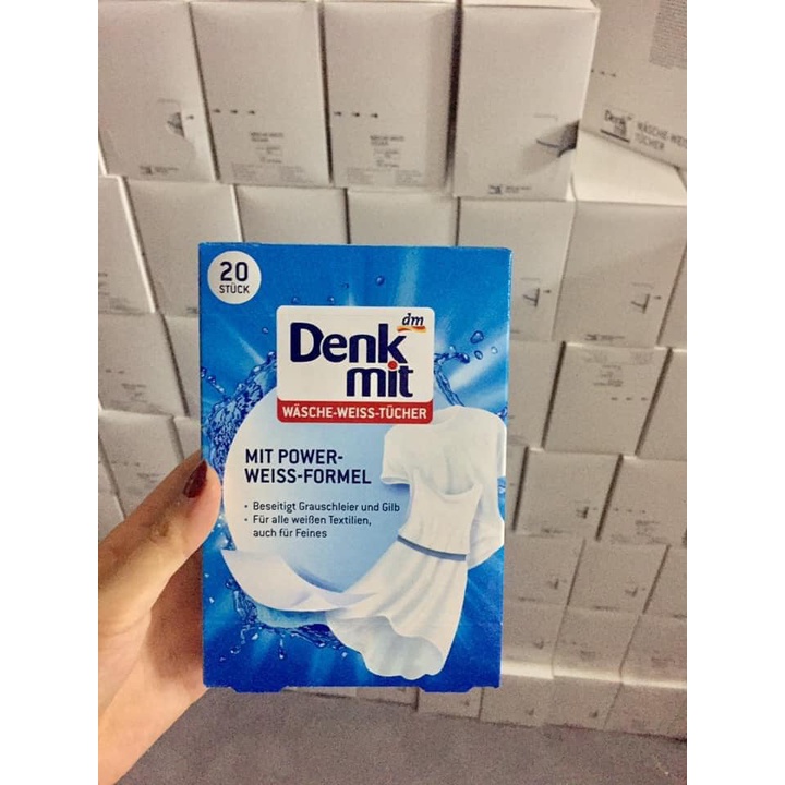 Miếng tẩy trắng quần áo Denkmit Wasche Weiss Tucher, 20 miếng