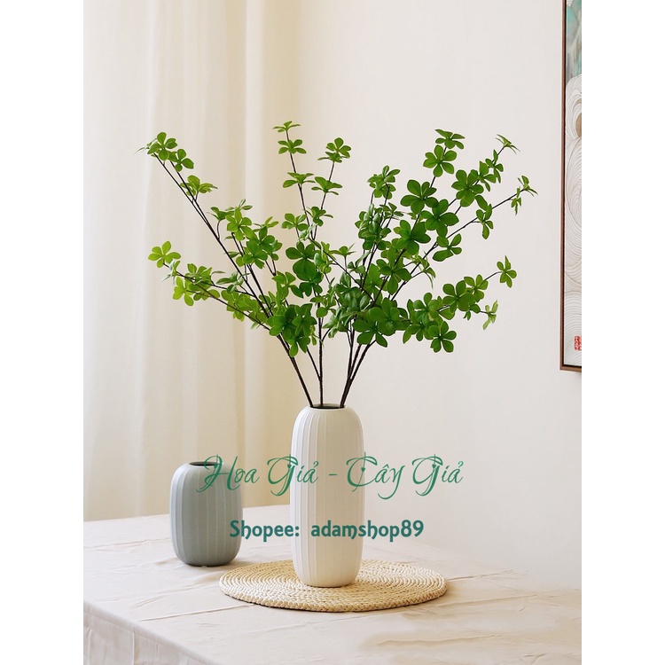 Cây giả - Cành lá Thạch Nham lá xanh 3 nhánh decor
