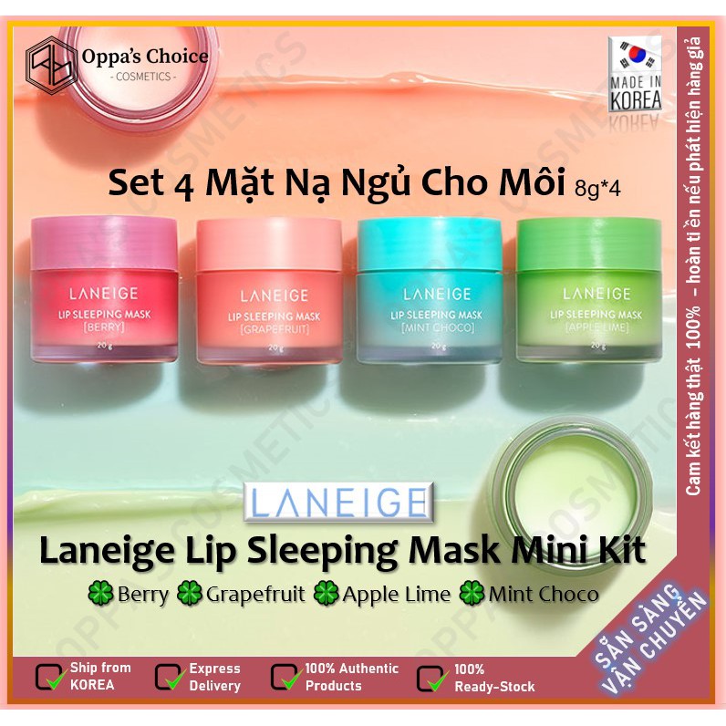 Set 4 Mặt Nạ Ngủ Cho Môi Laneige Lip Sleeping Mask Mini Kit 8g*4