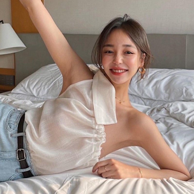 Áo Thun Nữ Ngắn Tay Thắt Nơ Màu Trơn Thời Trang Hàn Quốc