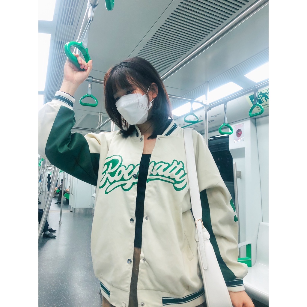Áo Bomber Unisex Dáng Rộng Royalty Chất Kaki 2 Lớp Dày Dặn Cao Cấp,Áo Khoác Bóng Chày Nam Nữ Phong Cách Hàn Quốc