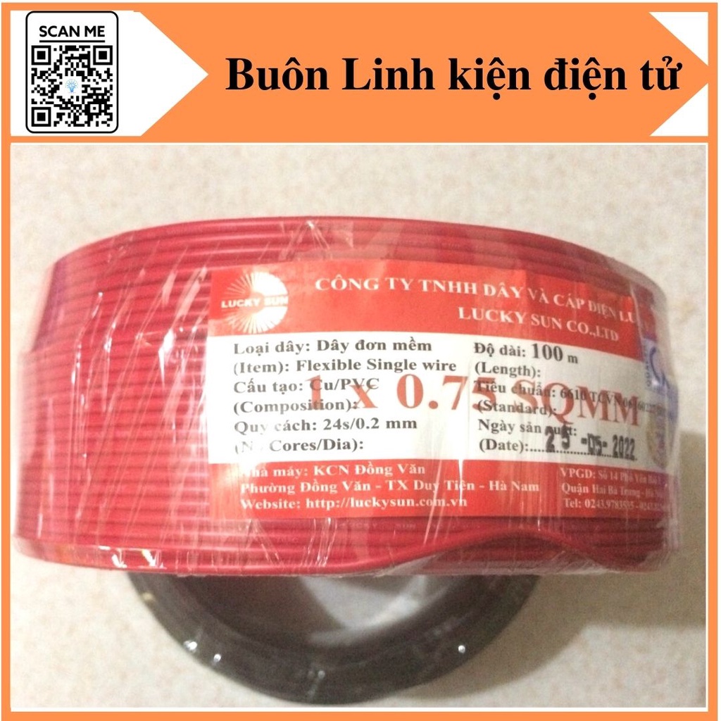 Dây điện đơn 0.75 lõi đồng các màu cuộn 100 mét, hàng việt nam bền - đẹp