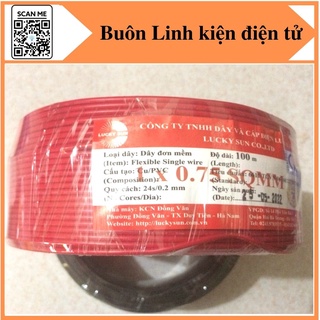 Dây điện đơn 0.75 lõi đồng các màu cuộn 100 mét, hàng việt nam bền - đẹp
