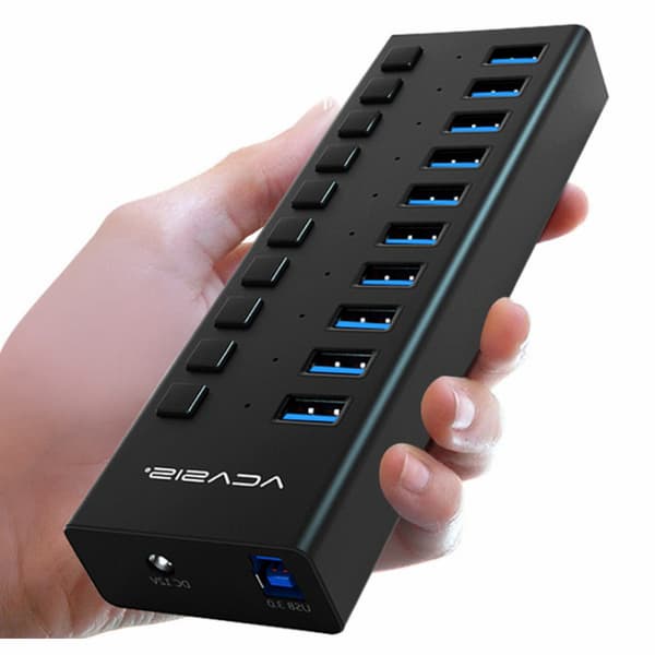 Bộ chia Acasis USB 3.0 12V 4A HS-710PB (10 Port) - Màu ngẫu nhiên - Bảo Hành 1 Tháng