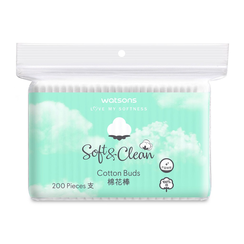 Bông Tăm Watsons Love My Softness Soft &amp; Clean Cotton Buds 200 Cây