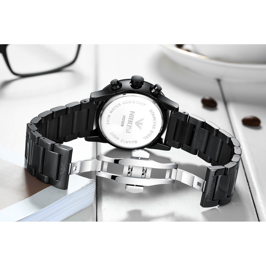 Đồng hồ nam NIBOSI 2328 dây thép đúc chạy 6 kim mặt kính lồi (TẶNG PIN+VÒNG) | BigBuy360 - bigbuy360.vn