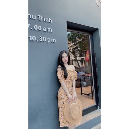 Maxi hoa nhí dáng dài trễ vai tôn dáng siêu tiểu thư, sang chảnh | BigBuy360 - bigbuy360.vn