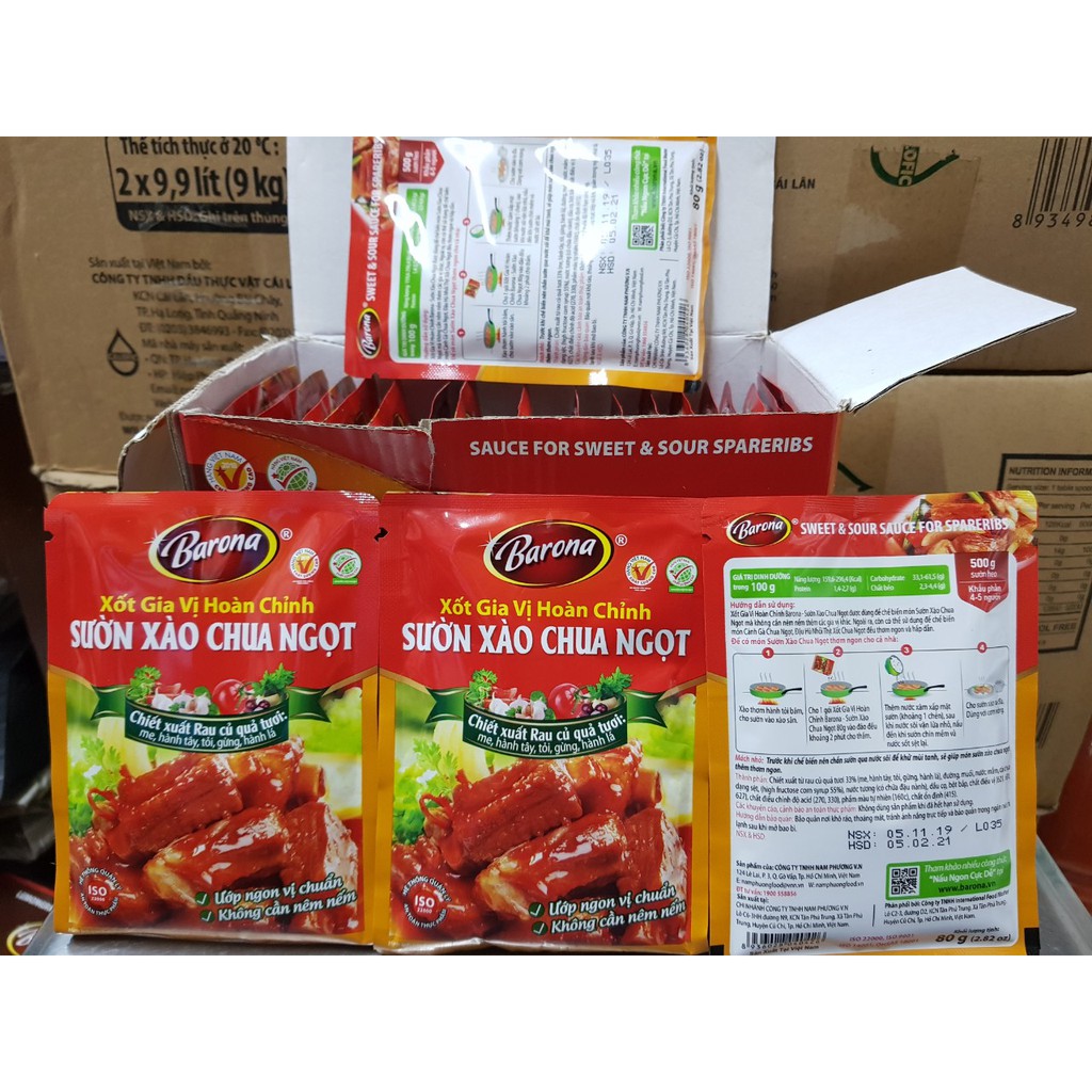 Túi Xốt Gia Vị Hoàn Chỉnh Sườn Xào Chua Ngọt Barona 80g