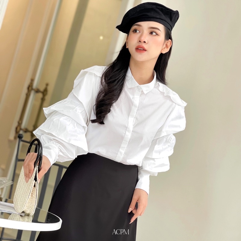 Iris Blouse / Áo sơ mi ráp bèo tầng
