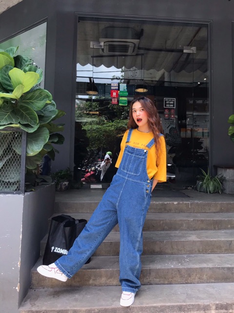 Quần yếm jeans MINION CLOTHING dáng Unisex form rộng Ulzzang Streetwear Hàn Quốc chất bò dày dặn QY3259 | BigBuy360 - bigbuy360.vn