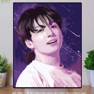 Sẵn - Tranh số hoá thần tượng Hàn Quốc BTS - Tranh căng sẵn khung chỉ cần tô màu theo số, full bộ size 40x50