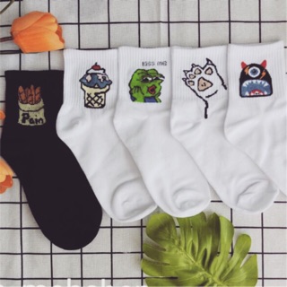 Tất Vớ Cao Cổ Uzzlang Nhiều Hình Cá Tính Cho Bạn Nam Và Nữ Hàng Quảng Châu Cao Cấp Chất Liệu Cotton Thoáng Khí Mơ House
