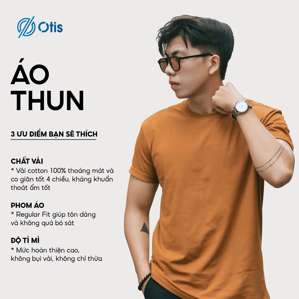 Áo thun nam trơn cổ tròn BASIC vải Cotton 4 chiều, co giãn, dày dặn, form regular fit thoáng mát - OTIS