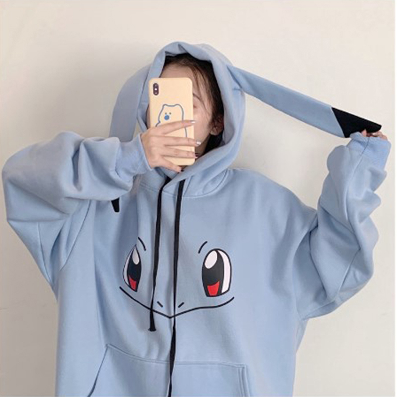 Áo Khoác Hoodie Dáng Rộng In Hình Pokemon Go Pikachu Dễ Thương Thời Trang Cho Nữ Cr1