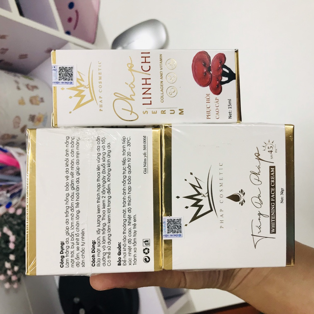 Kem Face Trắng da Pháp - TẶNG kèm Serum Linh Chi - Combo Trắng da Pháp 30gr Chính hãng