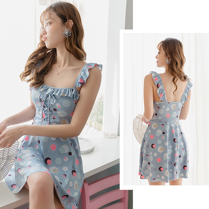Bộ đồ bơi nữ dáng váy tôn dáng họa tiết nữ tính chất thun dày đẹp | BigBuy360 - bigbuy360.vn